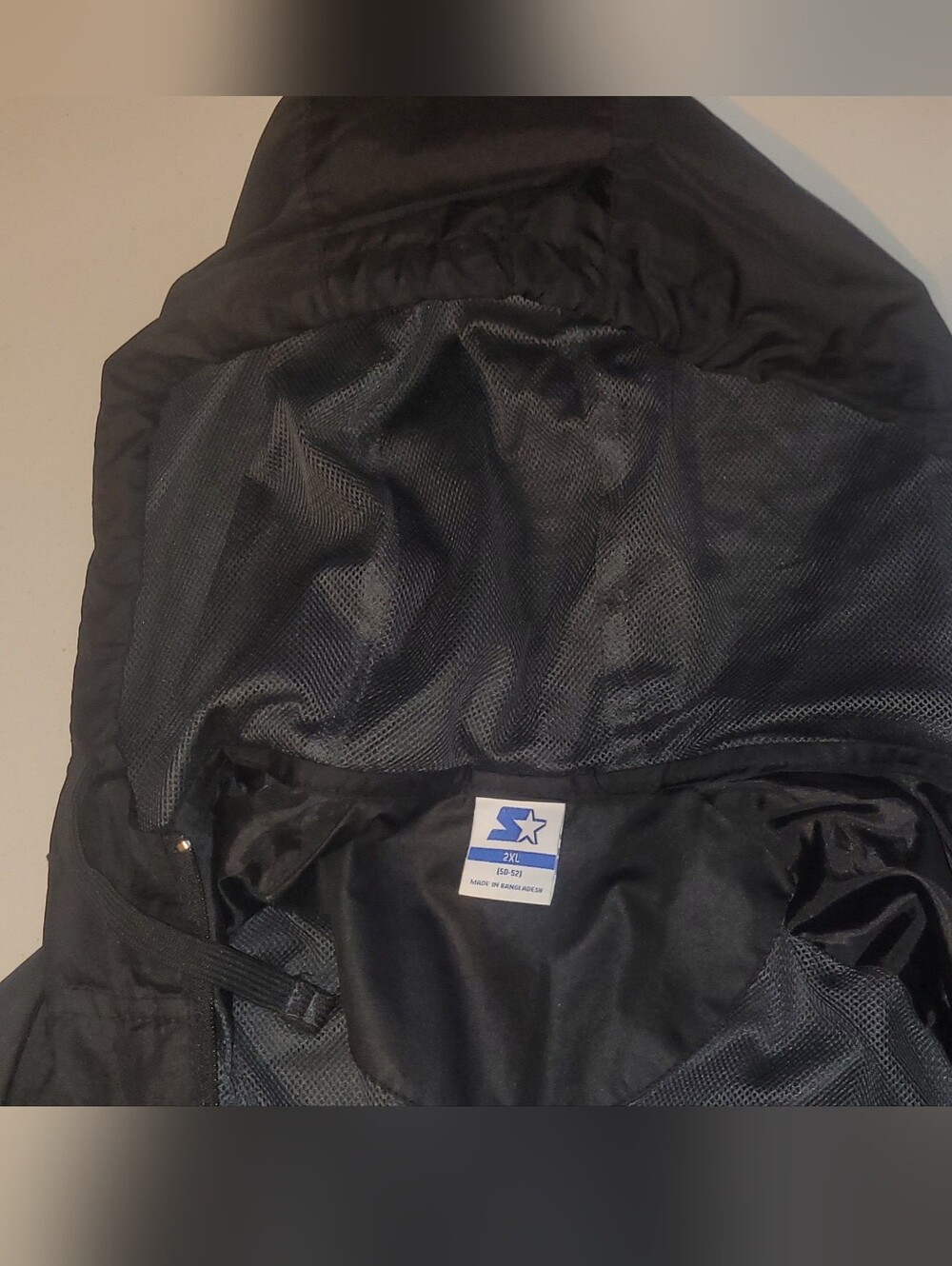 Starter, 2XL, Men's Black Hooded Windbreaker Jacket with Gray Chest Panels - Picture 4 of 11